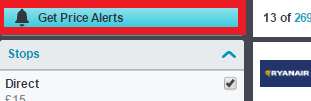 SkyScanner - Alerty cenowe - Get Price Alerts