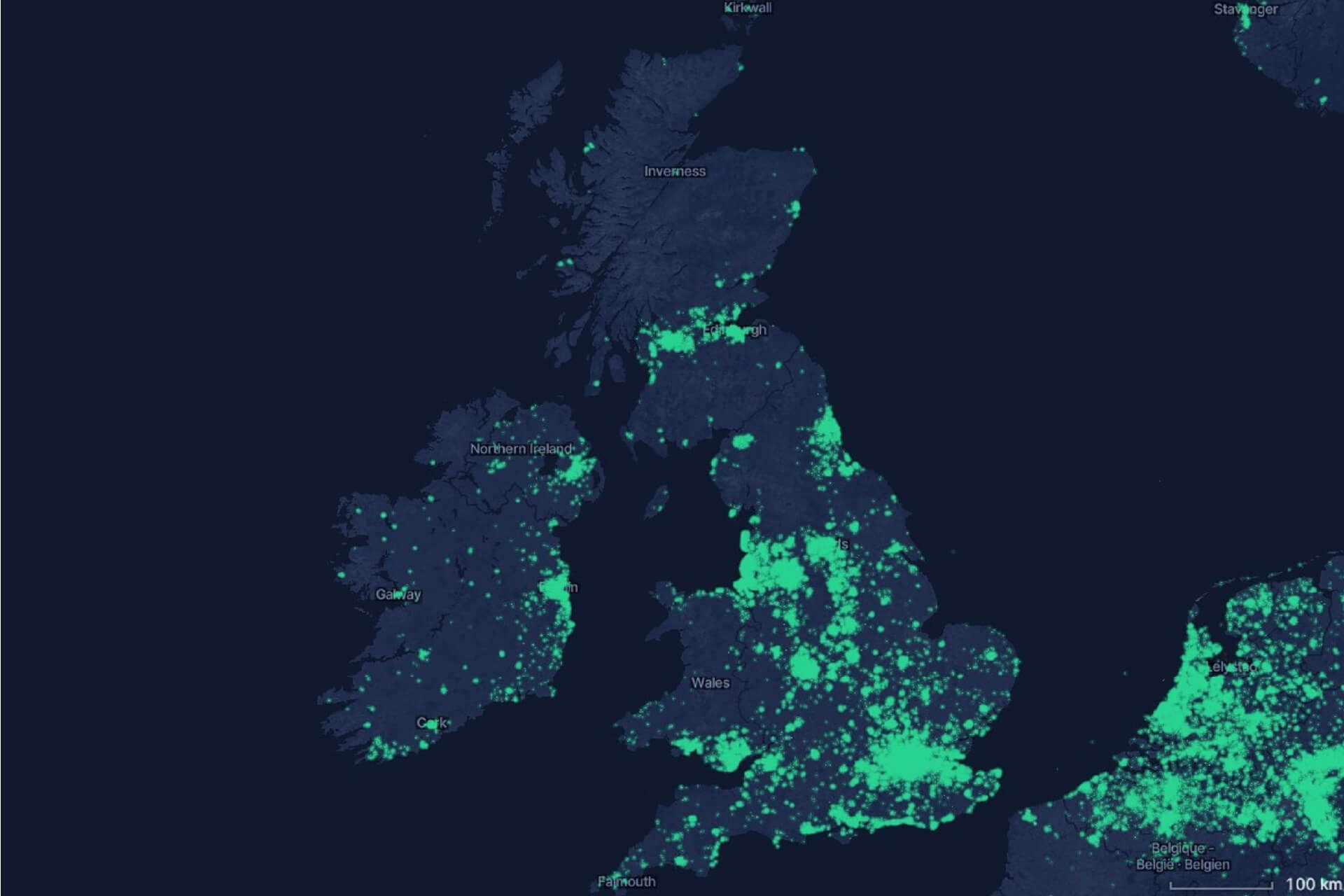Mapa hotspotów Helium w UK